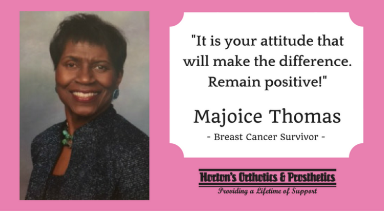 Support breast cancer awareness by learning more about Majoice Thomas, a cancer survivor and Horton’s client.