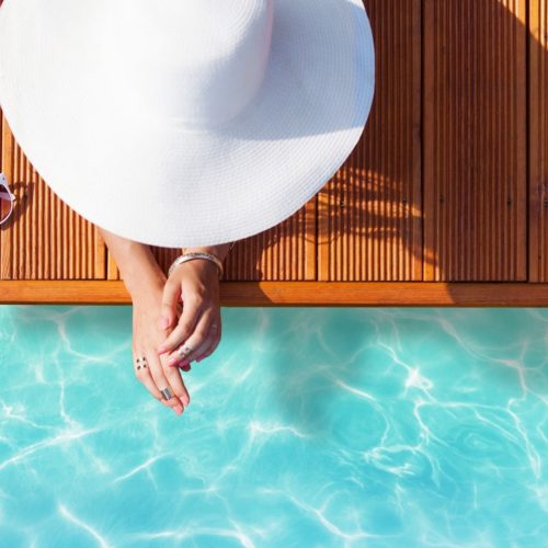 woman at pool