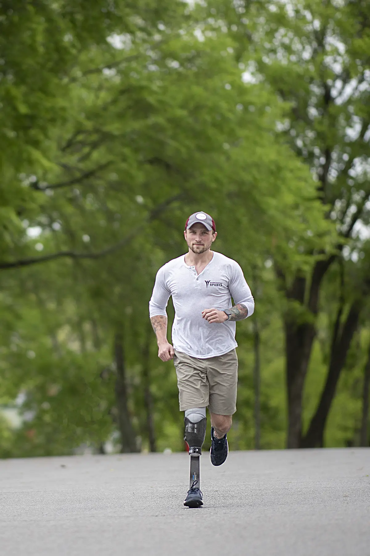 man exercising with prosthetic leg